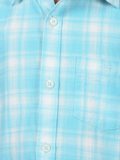 Blue Checked 100% Cotton Shirt-Boys Shirts-Crimsoune Club