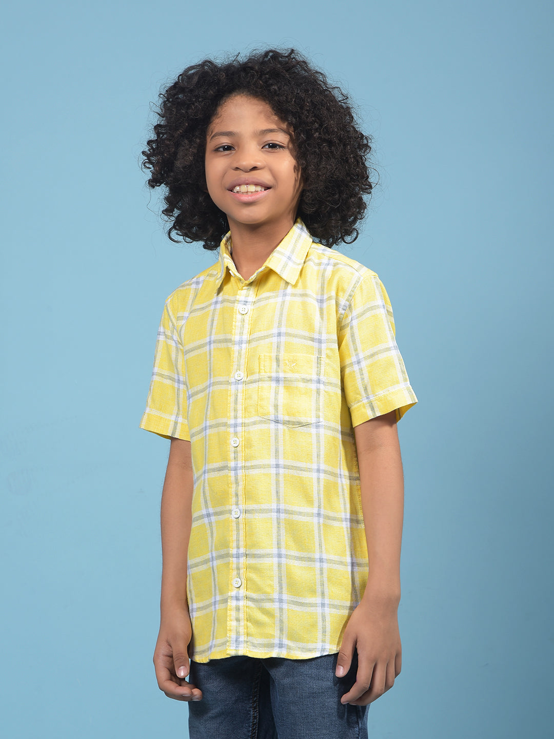 Yellow Checked 100% Cotton Shirt-Boys Shirts-Crimsoune Club