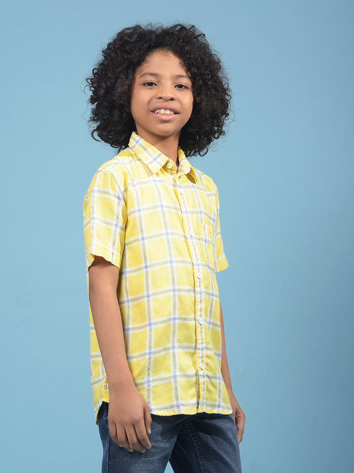 Yellow Checked 100% Cotton Shirt-Boys Shirts-Crimsoune Club
