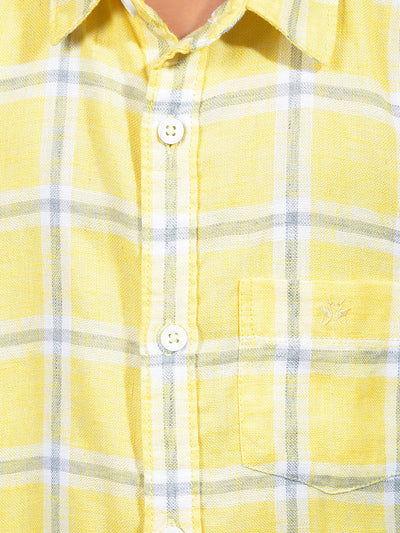 Yellow Checked 100% Cotton Shirt-Boys Shirts-Crimsoune Club