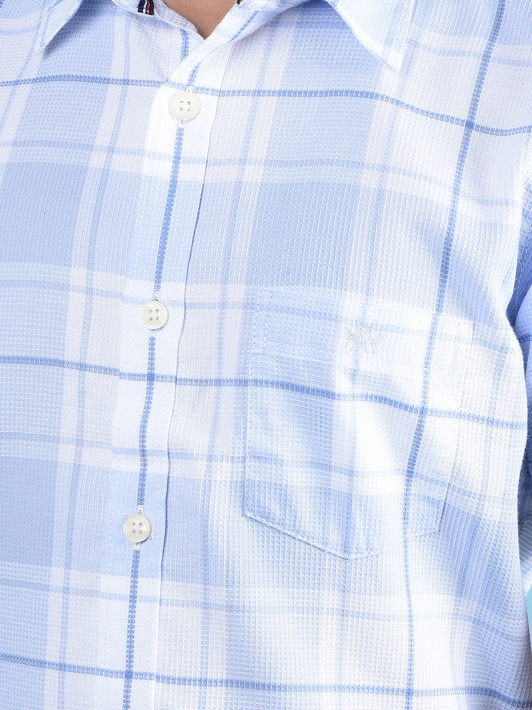 Blue Checked Button-Down Collar Shirt-Boys Shirts-Crimsoune Club