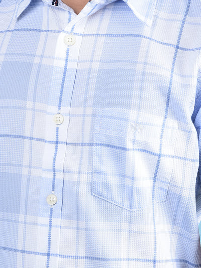 Blue Checked Button-Down Collar Shirt-Boys Shirts-Crimsoune Club
