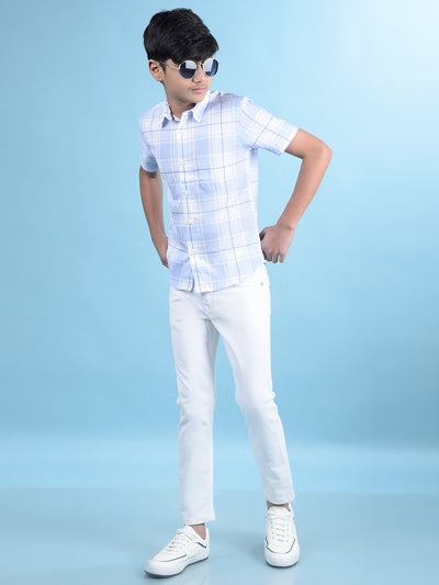 Blue Checked Button-Down Collar Shirt-Boys Shirts-Crimsoune Club