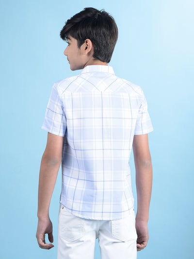 Blue Checked Button-Down Collar Shirt-Boys Shirts-Crimsoune Club