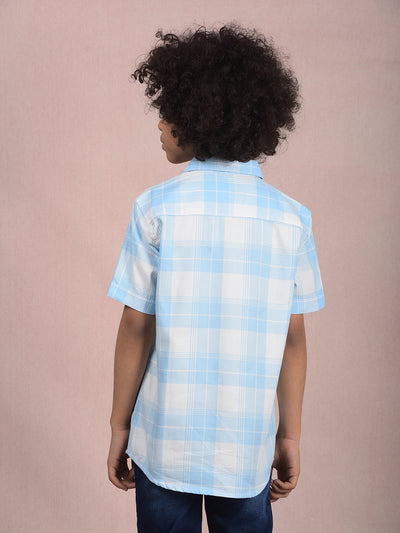 Blue Checked 100% Cotton Knitted Shirt-Boys Shirts-Crimsoune Club