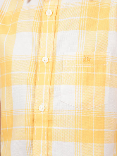 Yellow Checked 100% Cotton Knitted Shirt-Boys Shirts-Crimsoune Club