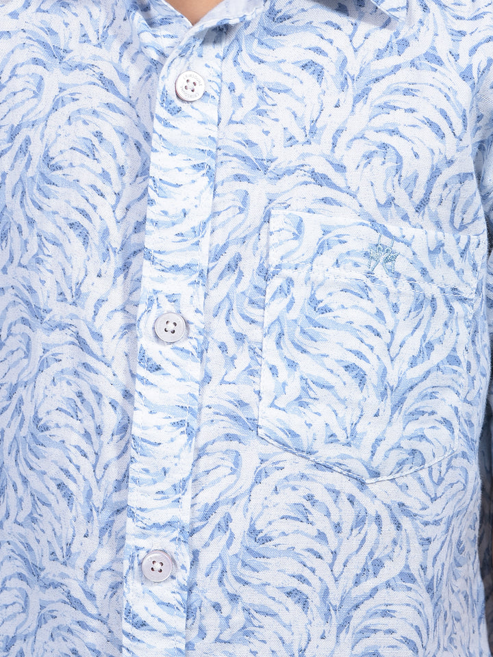 Blue Printed 100% Cotton Shirt-Boys Shirts-Crimsoune Club