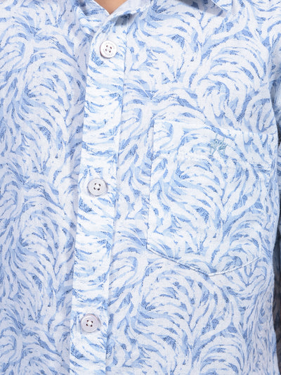 Blue Printed 100% Cotton Shirt-Boys Shirts-Crimsoune Club