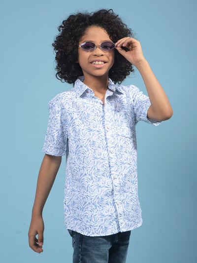Blue Printed 100% Cotton Shirt-Boys Shirts-Crimsoune Club