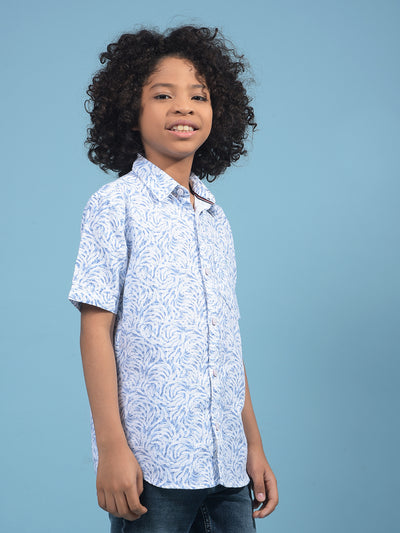 Blue Printed 100% Cotton Shirt-Boys Shirts-Crimsoune Club