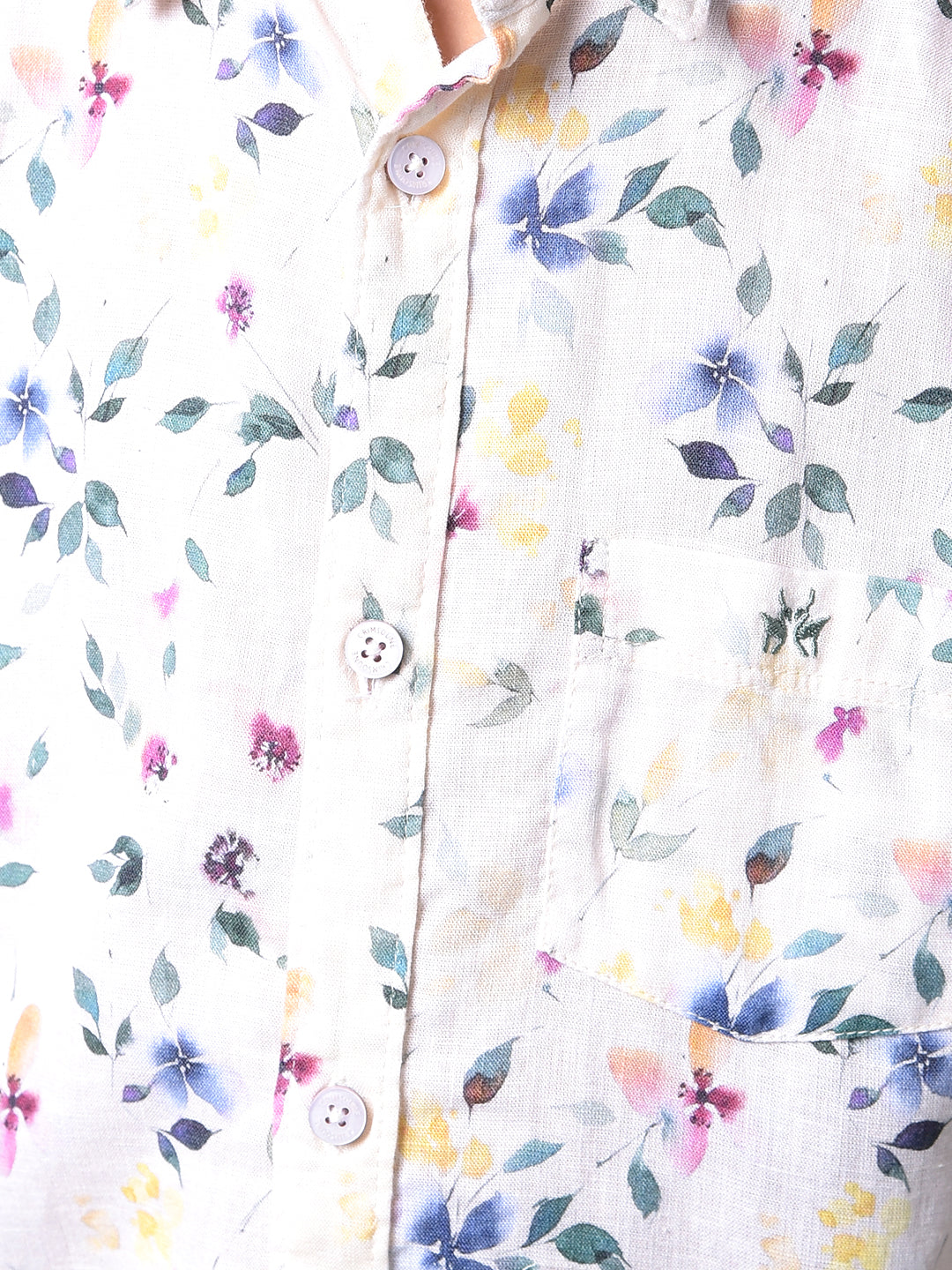 Multi-Color Floral Print Linen Shirt-Boys Shirts-Crimsoune Club