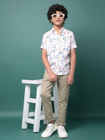 Multi-Color Floral Print Linen Shirt-Boys Shirts-Crimsoune Club