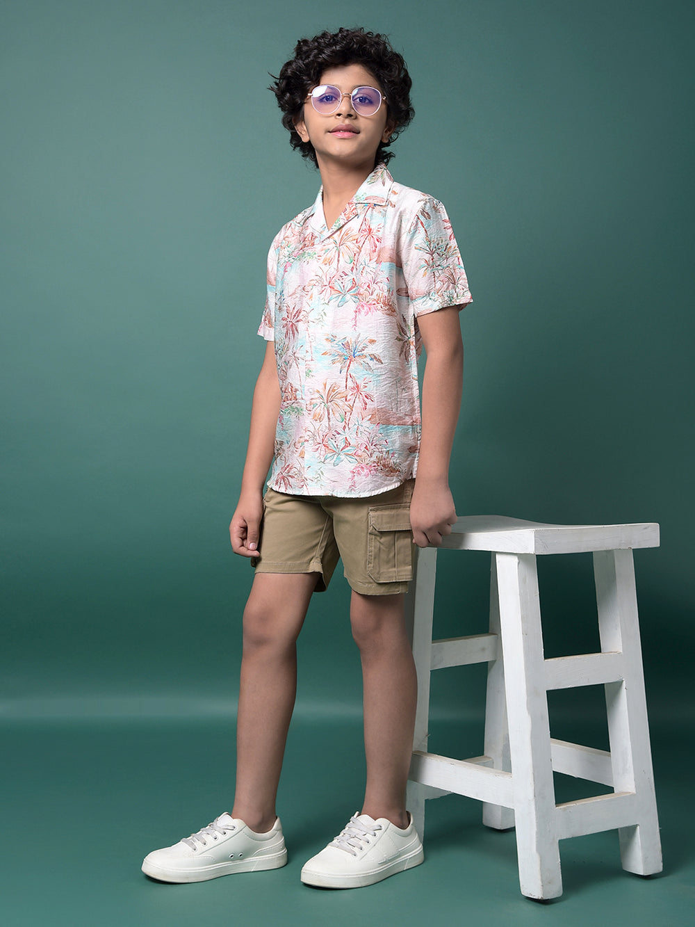 Multi-Color Floral Print Resort Collar Shirt-Boys Shirts-Crimsoune Club