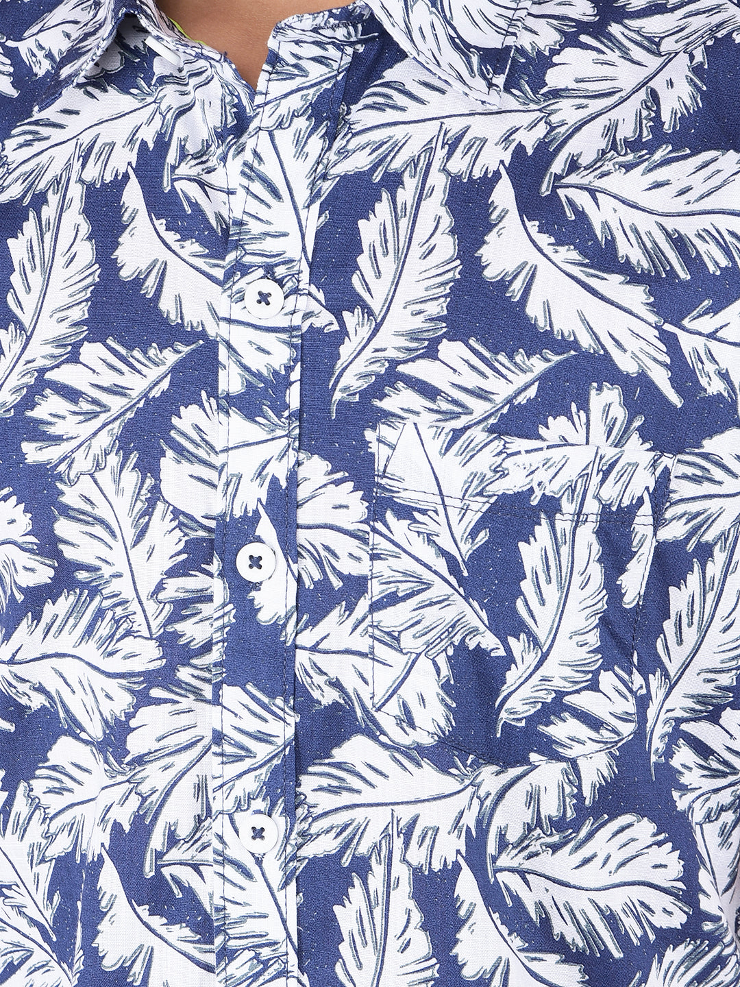 Navy Blue Floral Print 100% Cotton Shirt-Boys Shirts-Crimsoune Club