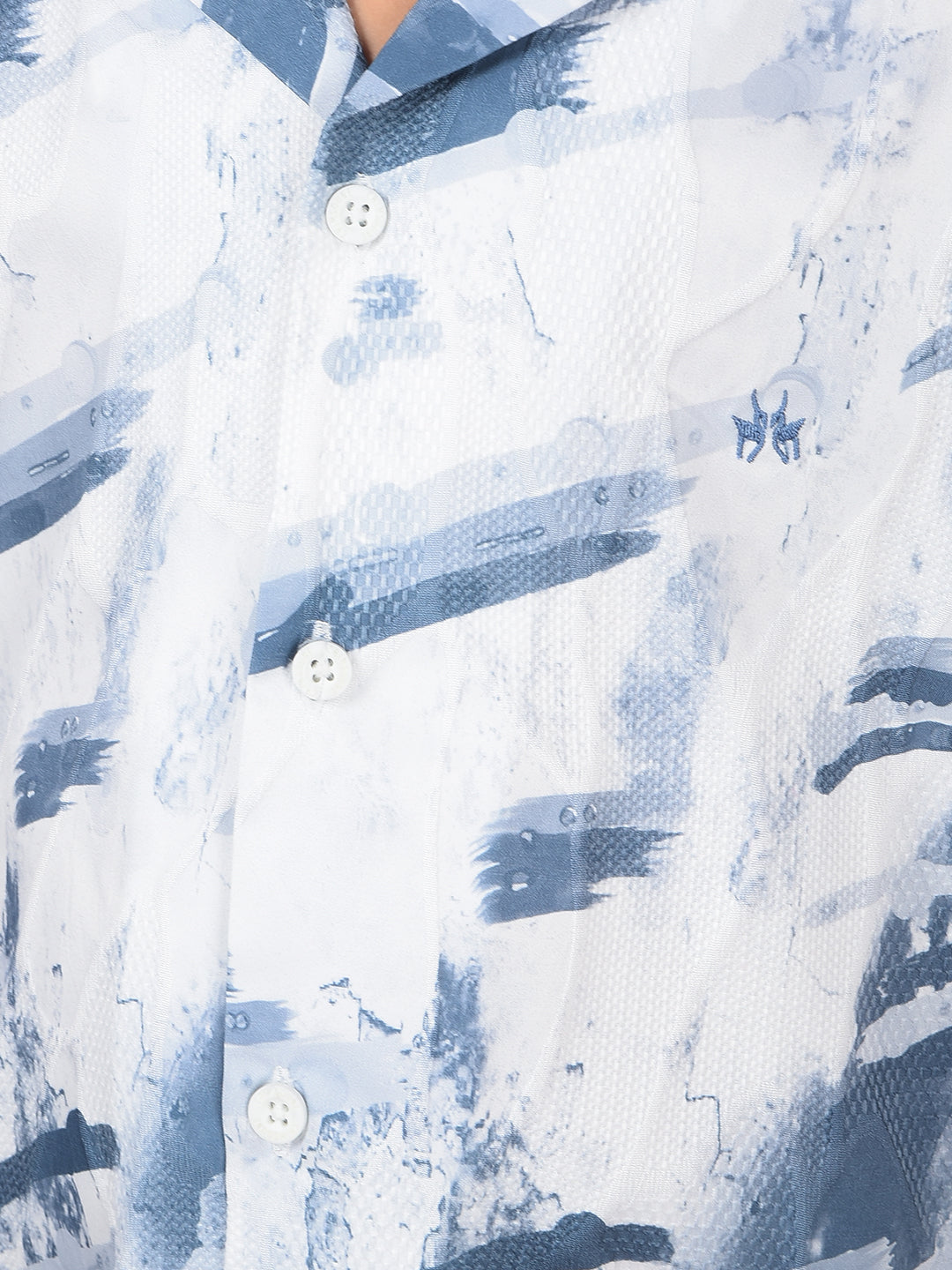 Blue Abstract Print 100% Cotton Cuban Collar Shirt-Boys Shirts-Crimsoune Club
