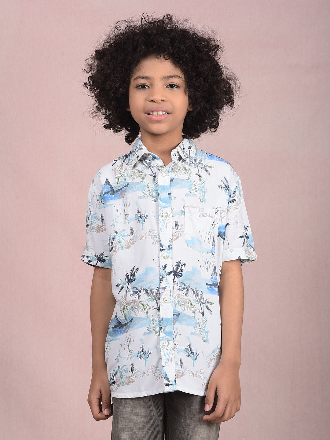 Multi-Color Floral Print Shirt-Boys Shirts-Crimsoune Club