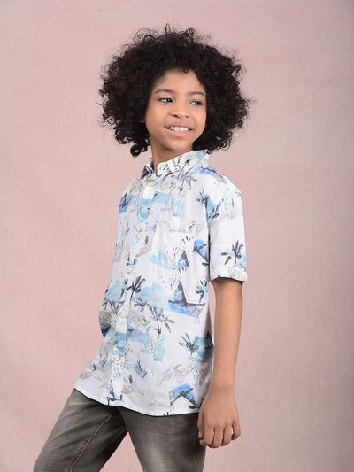 Multi-Color Floral Print Shirt-Boys Shirts-Crimsoune Club
