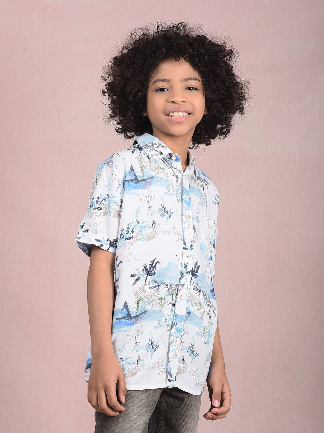 Multi-Color Floral Print Shirt-Boys Shirts-Crimsoune Club
