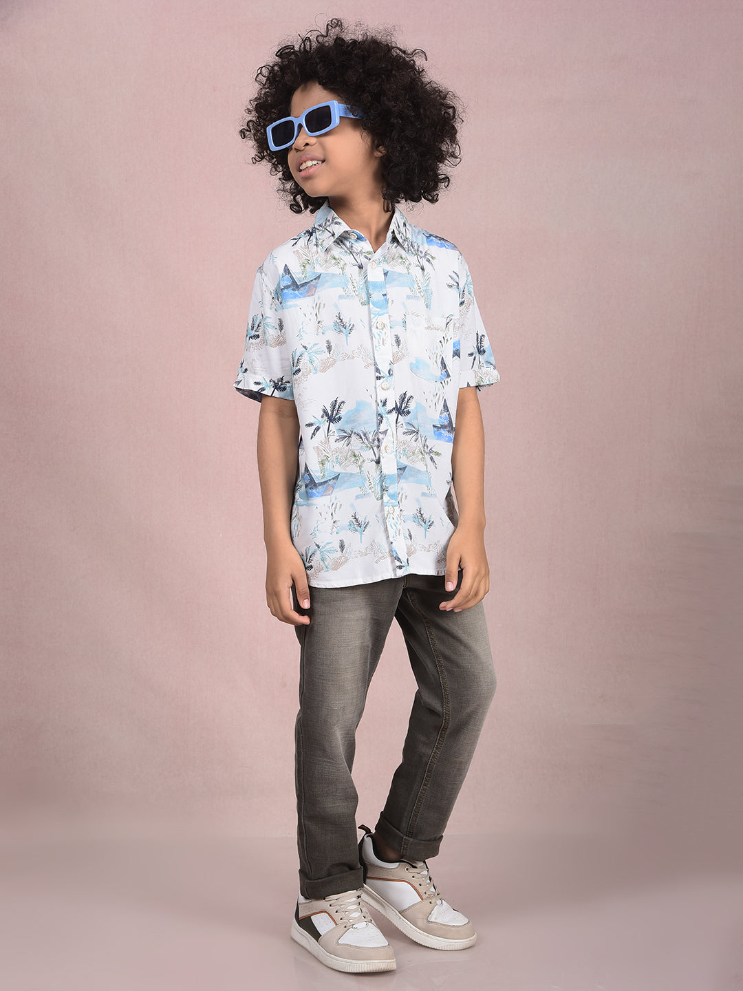 Multi-Color Floral Print Shirt-Boys Shirts-Crimsoune Club