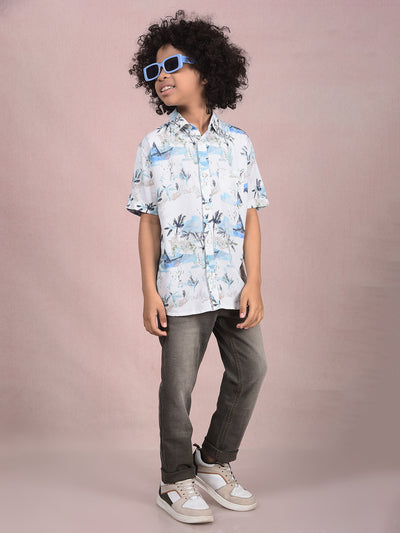 Multi-Color Floral Print Shirt-Boys Shirts-Crimsoune Club