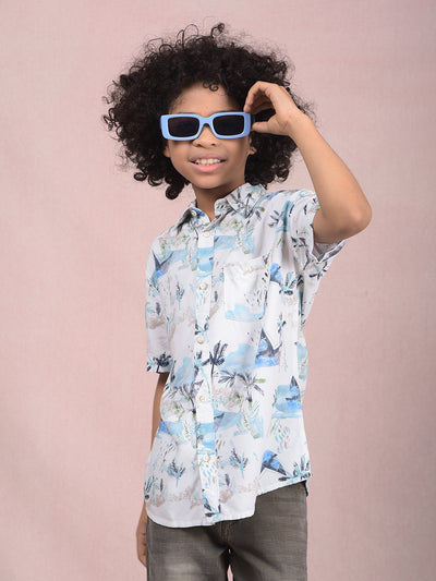 Multi-Color Floral Print Shirt-Boys Shirts-Crimsoune Club