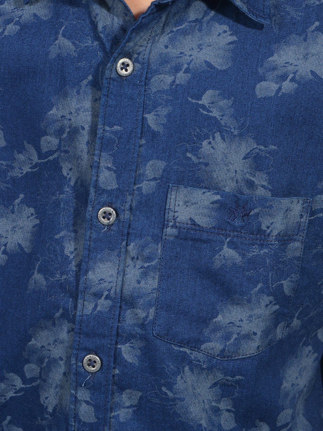 Navy Blue Floral Print 100% Cotton Shirt-Boys Shirts-Crimsoune Club