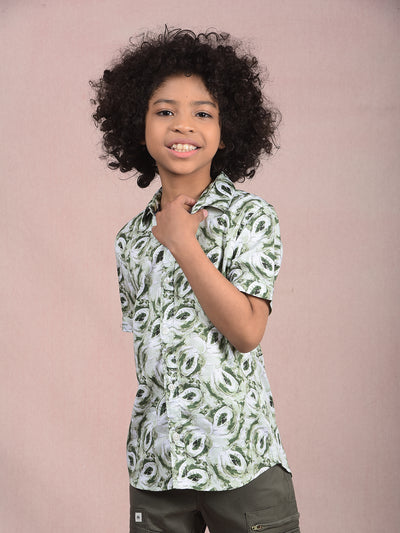 Green Printed Shirt-Boys Shirts-Crimsoune Club