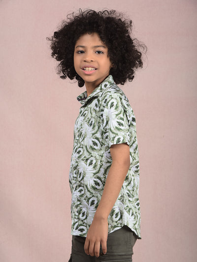 Green Printed Shirt-Boys Shirts-Crimsoune Club