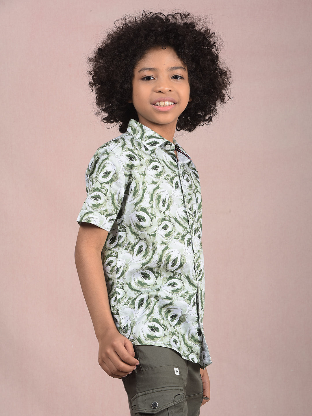 Green Printed Shirt-Boys Shirts-Crimsoune Club