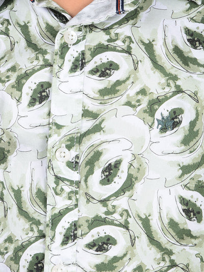 Green Printed Shirt-Boys Shirts-Crimsoune Club