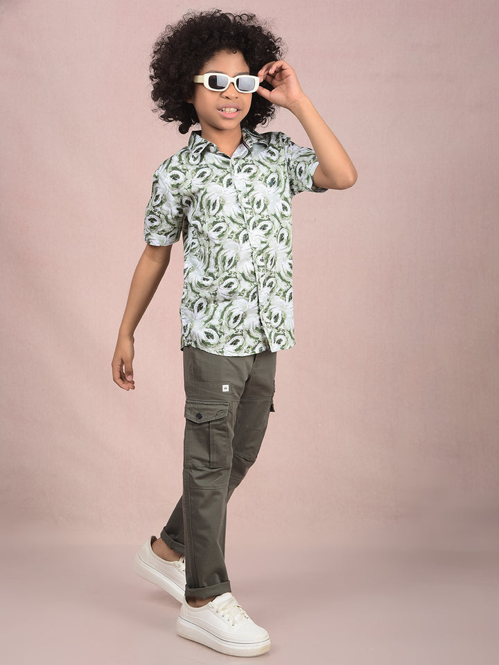 Green Printed Shirt-Boys Shirts-Crimsoune Club