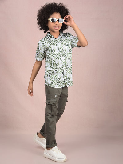 Green Printed Shirt-Boys Shirts-Crimsoune Club