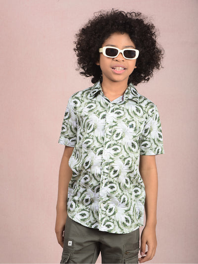 Green Printed Shirt-Boys Shirts-Crimsoune Club