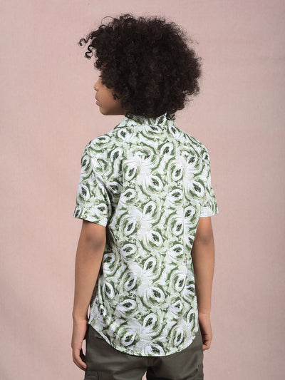 Green Printed Shirt-Boys Shirts-Crimsoune Club