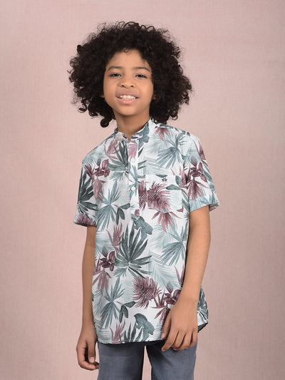 Green Floral Print Kurta-Boys Kurtas-Crimsoune Club