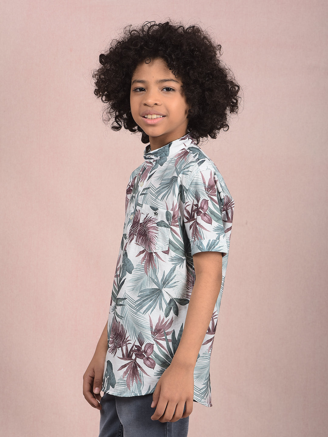 Green Floral Print Kurta-Boys Kurtas-Crimsoune Club