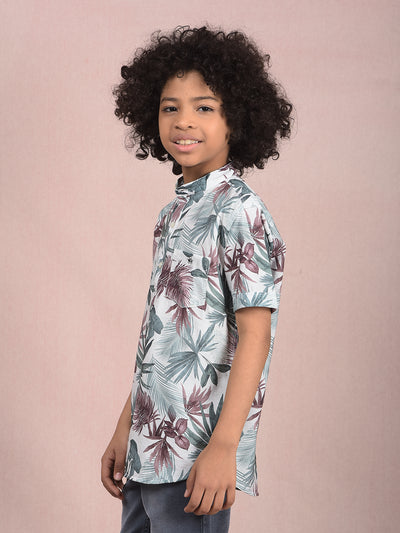 Green Floral Print Kurta-Boys Kurtas-Crimsoune Club