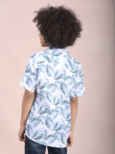 Green Floral Print Shirt-Boys Shirts-Crimsoune Club