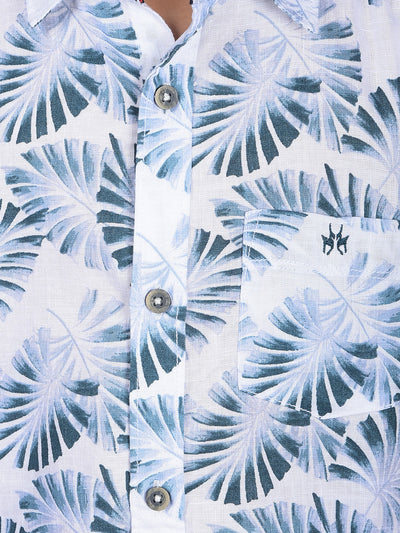 Green Floral Print Shirt-Boys Shirts-Crimsoune Club