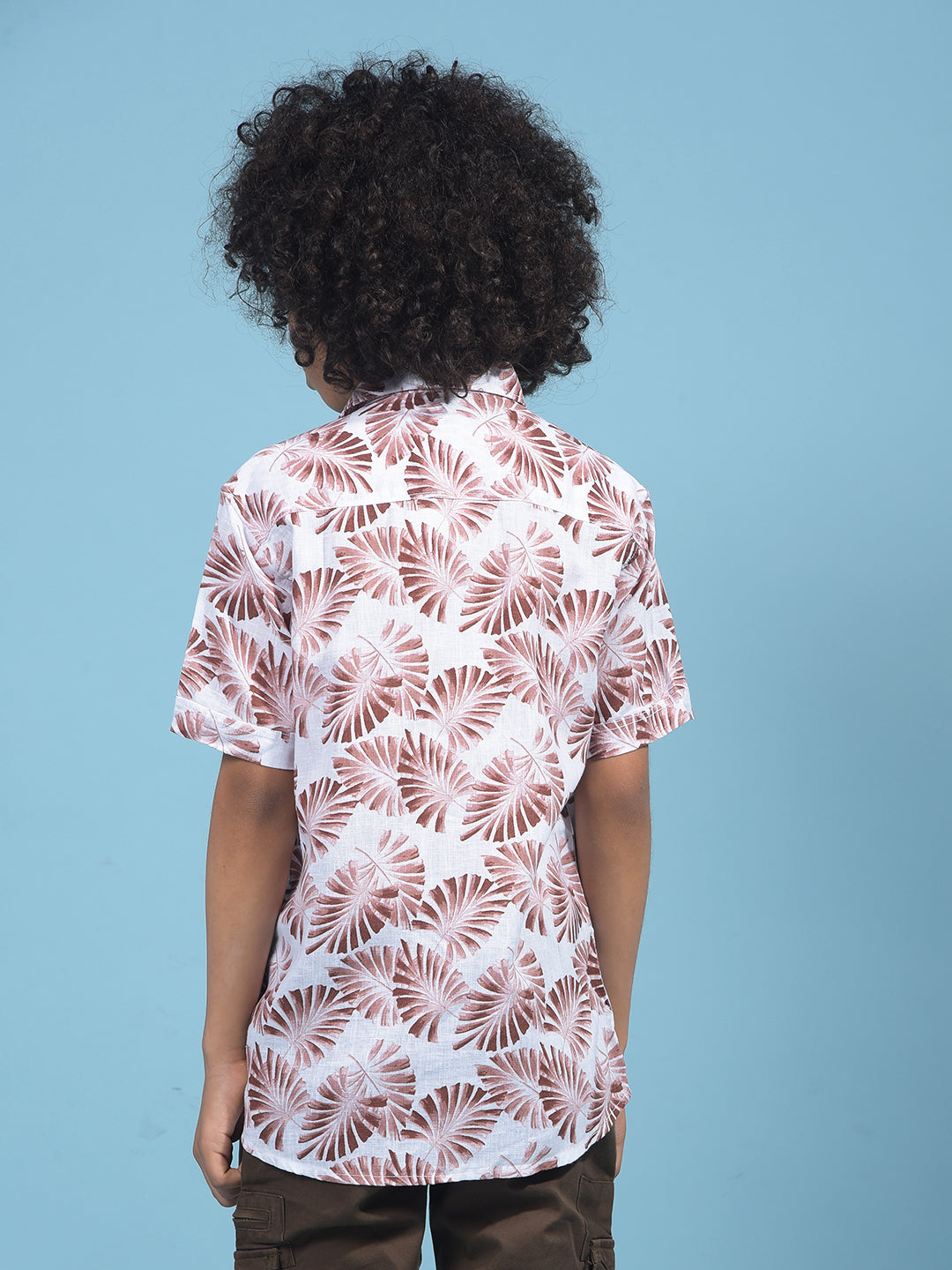 Brown Floral Print Shirt-Boys Shirts-Crimsoune Club