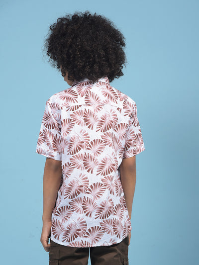 Brown Floral Print Shirt-Boys Shirts-Crimsoune Club