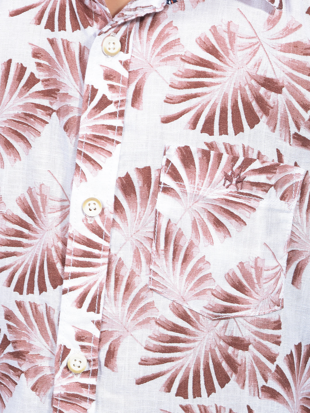 Brown Floral Print Shirt-Boys Shirts-Crimsoune Club