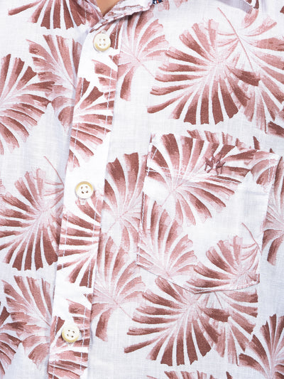 Brown Floral Print Shirt-Boys Shirts-Crimsoune Club
