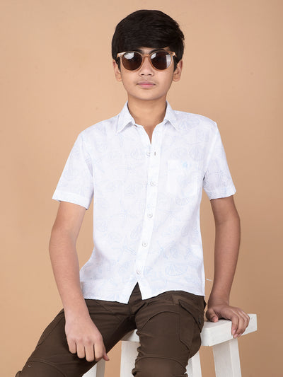White Printed Shirt-Boys Shirts-Crimsoune Club