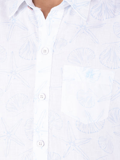White Printed Shirt-Boys Shirts-Crimsoune Club