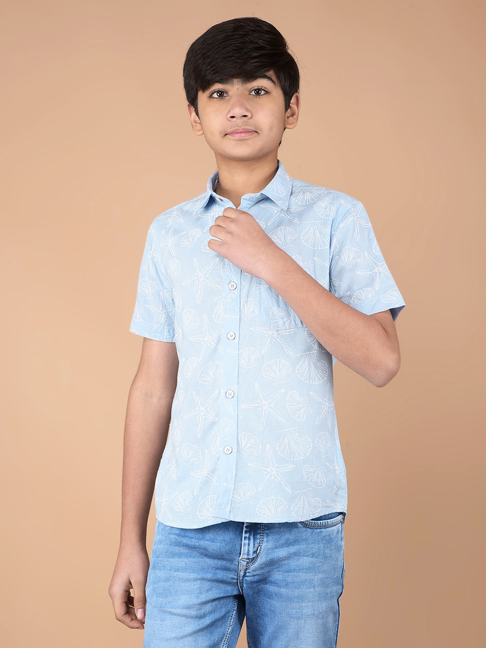 Blue Printed Shirt-Boys Shirts-Crimsoune Club
