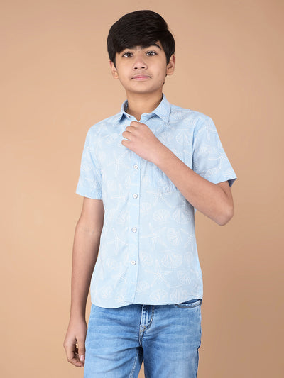 Blue Printed Shirt-Boys Shirts-Crimsoune Club