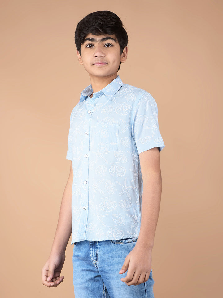 Blue Printed Shirt-Boys Shirts-Crimsoune Club