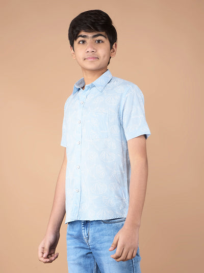 Blue Printed Shirt-Boys Shirts-Crimsoune Club