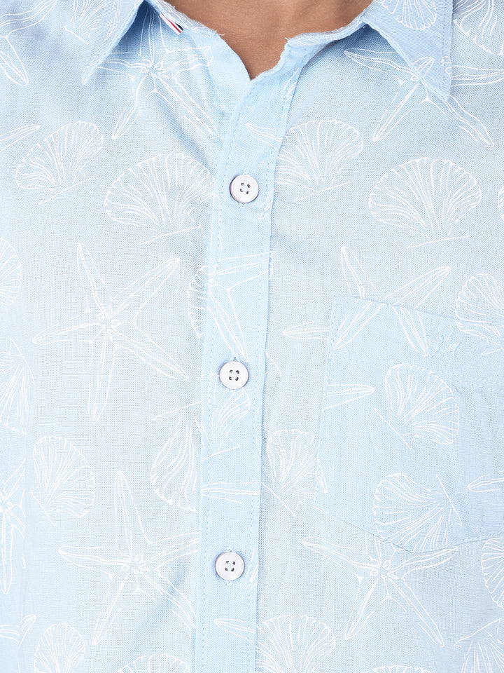 Blue Printed Shirt-Boys Shirts-Crimsoune Club